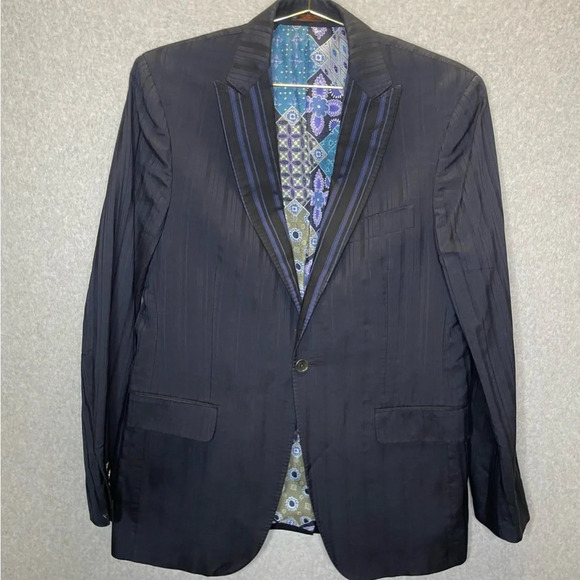 Etro Milano Purple Stripe Tessuto One Button Blazer Suit Jacket - Picture 1 of 9
